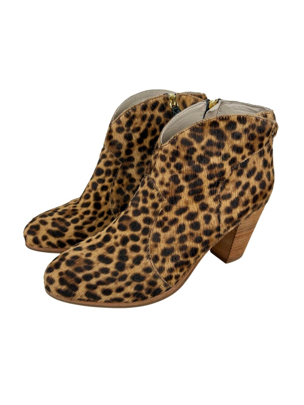 Boden Hoxton Leopard Calf Hair Ankle Boots Size EU 42 US 10.5